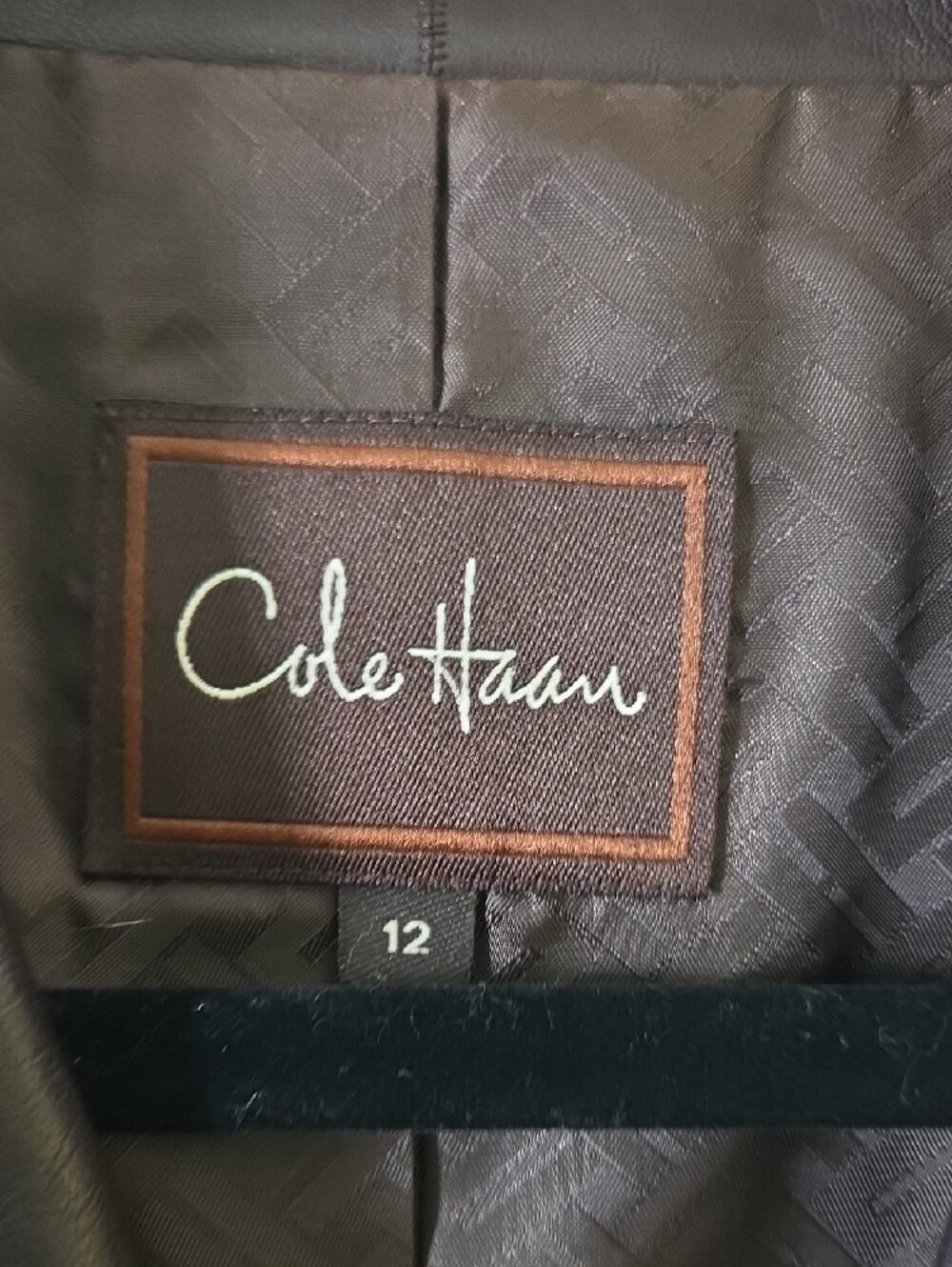 Cole Haan Genuine Lambskin Women's Chocolate Brown Leather Zip Jacket - Picture 4 of 5